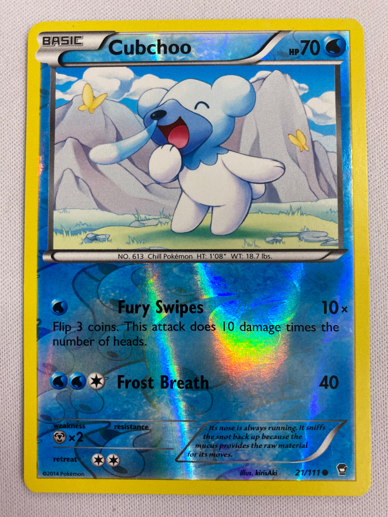 Cubchoo 21/111  Reverse Holo  XY Furious Fists Pokemon Card Near Mint