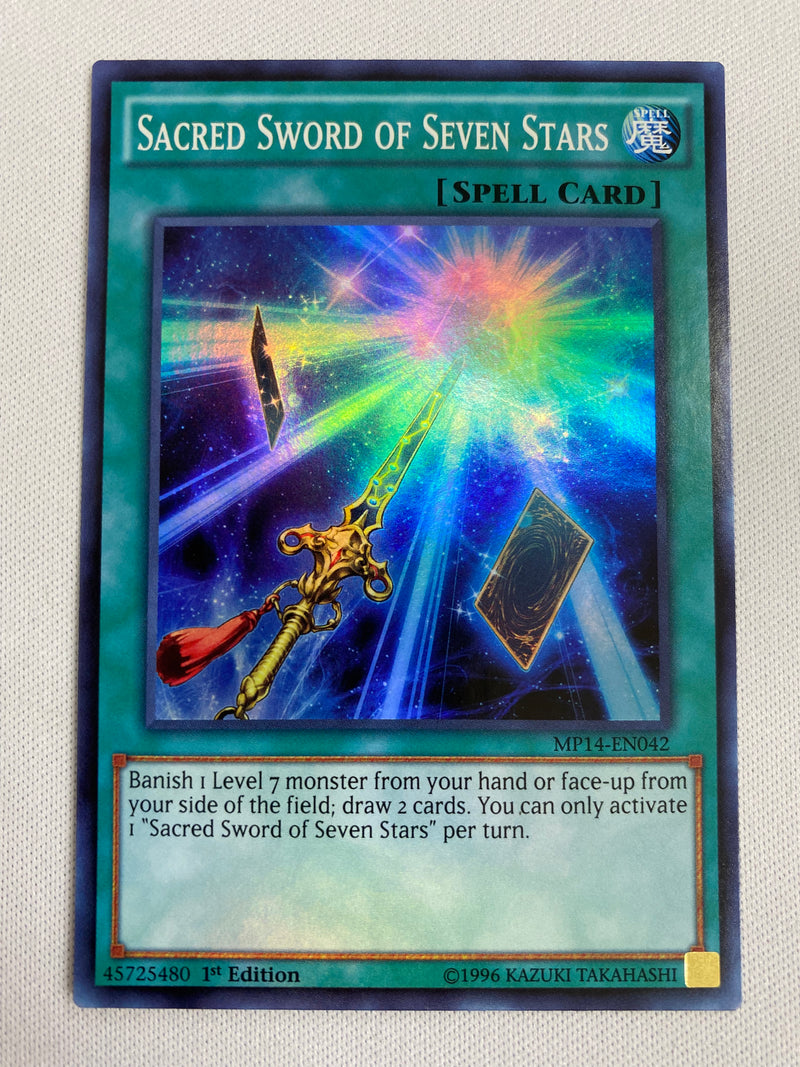 Yugioh Sacred Sword of Seven Stars MP14-EN042 Super Rare 1st Edition N Yugioh Sacred Sword of Seven Stars MP14-EN042 Super Rare 1st Edition N