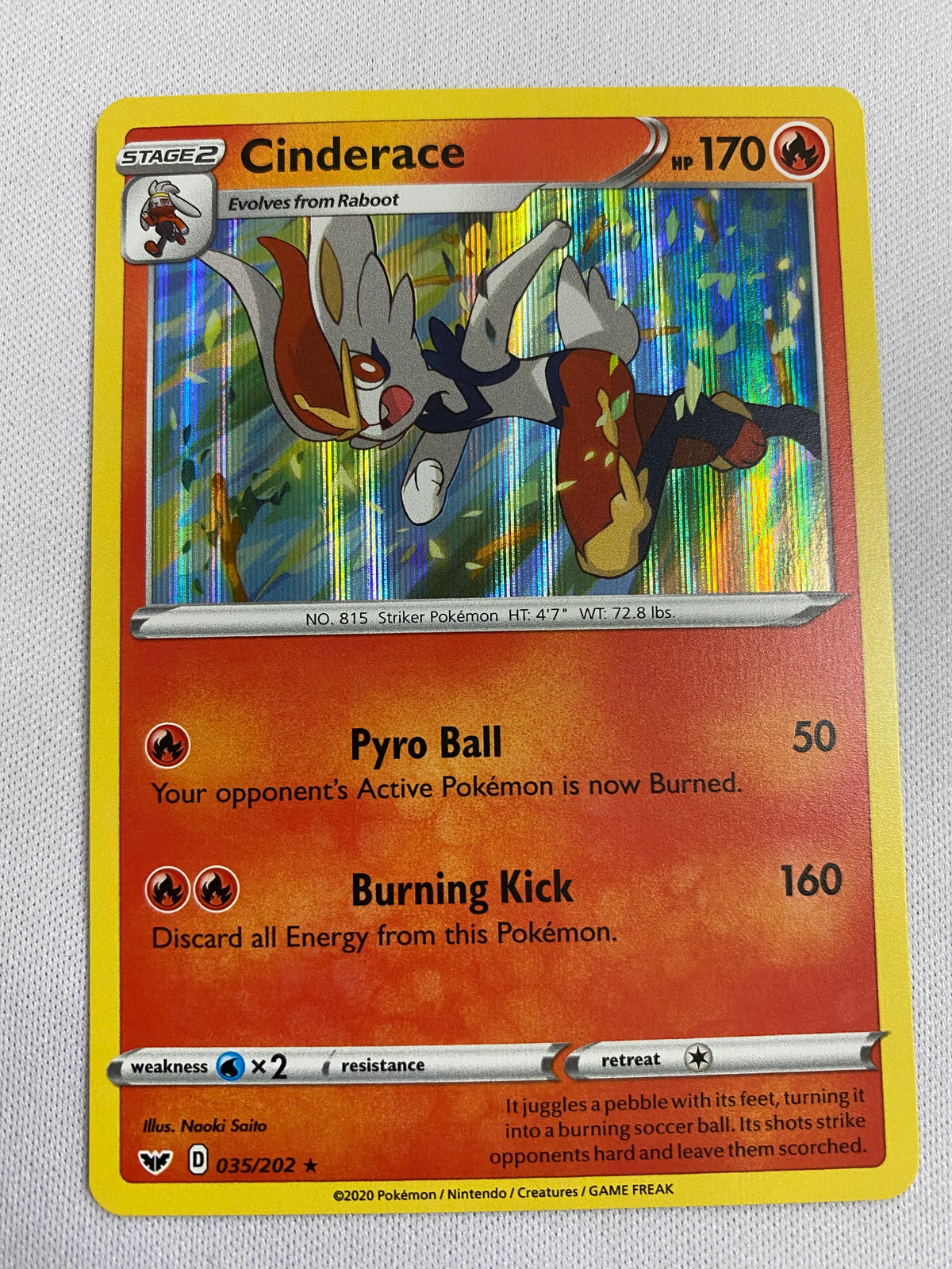 Cinderace 035/202 Sword & Shield Holo Rare Pokemon Card NM Cinderace 035/202 Sword & Shield Holo Rare Pokemon Card NM