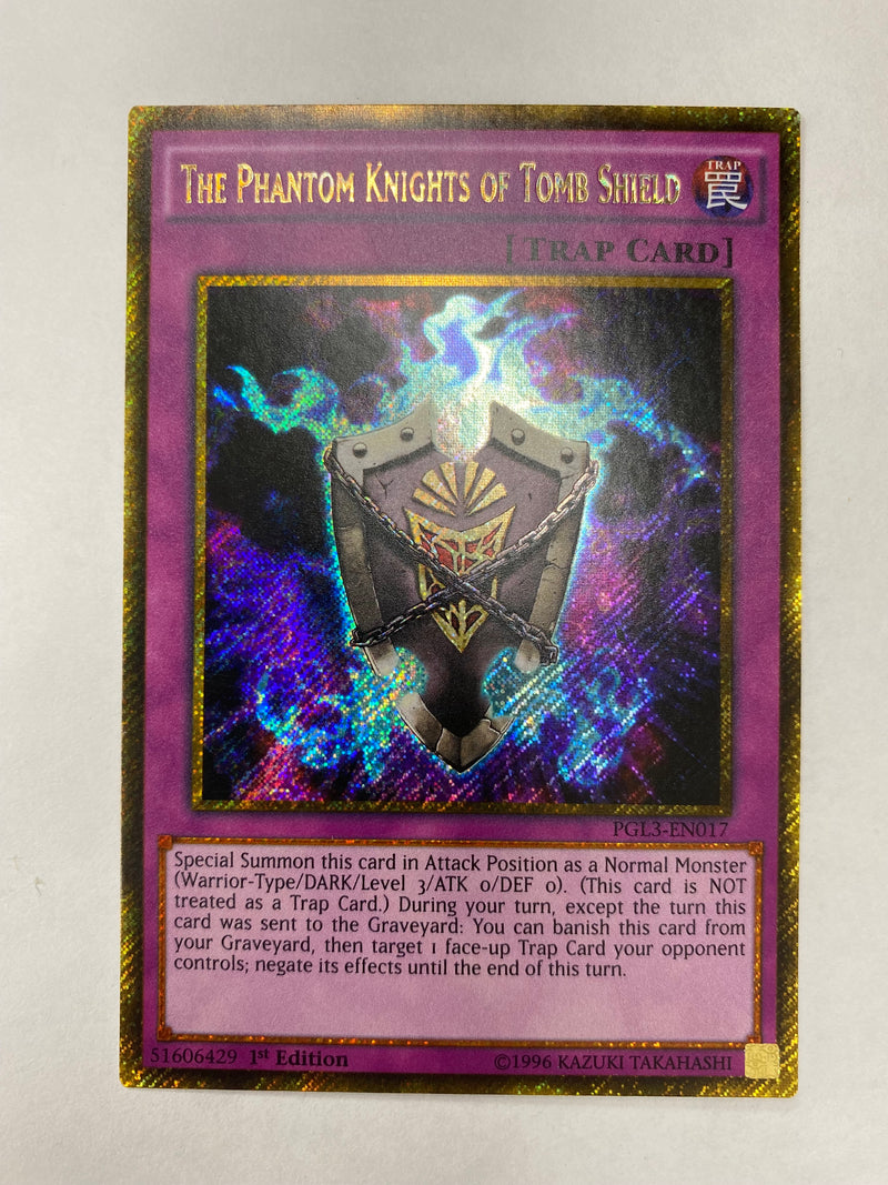 Yugioh The Phantom Knights of Tomb Shield PGL3-EN017 Gold Secret Rare Yugioh The Phantom Knights of Tomb Shield PGL3-EN017 Gold Secret Rare