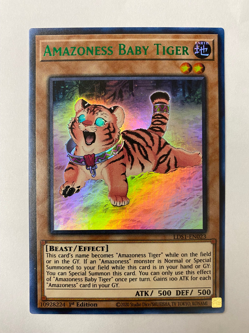 Yugioh  Amazoness Baby Tiger LDS1-EN023 1st Edition Green Ultra Rare  Near Mint