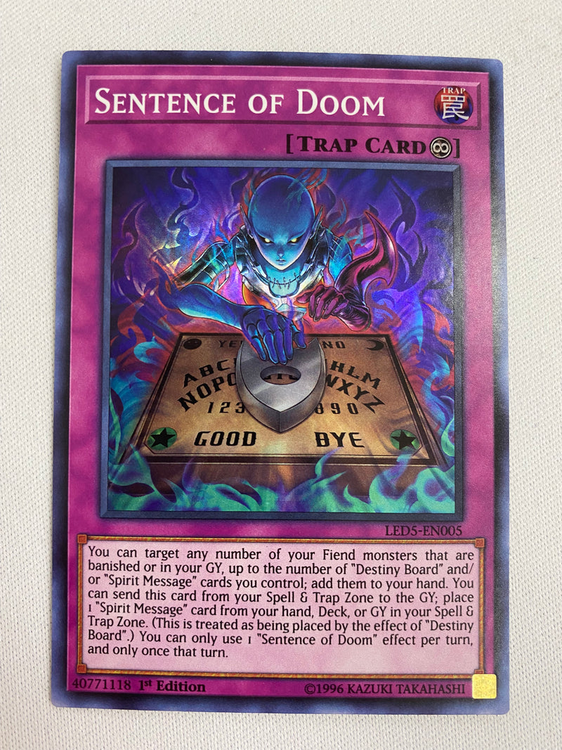 Yugioh Sentence of Doom  LED5-EN005  Super Rare 1st Edition NM