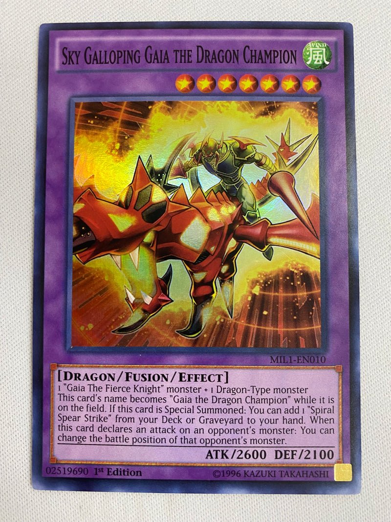 Yugioh Sky Galloping Gaia the Dragon Champion  MIL1-EN010 Super Rare NM