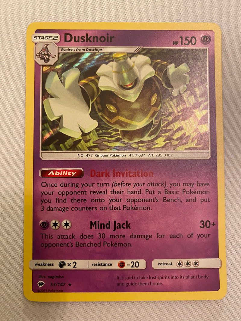 Dusknoir  53/147  Holo Rare Pokemon Card NM