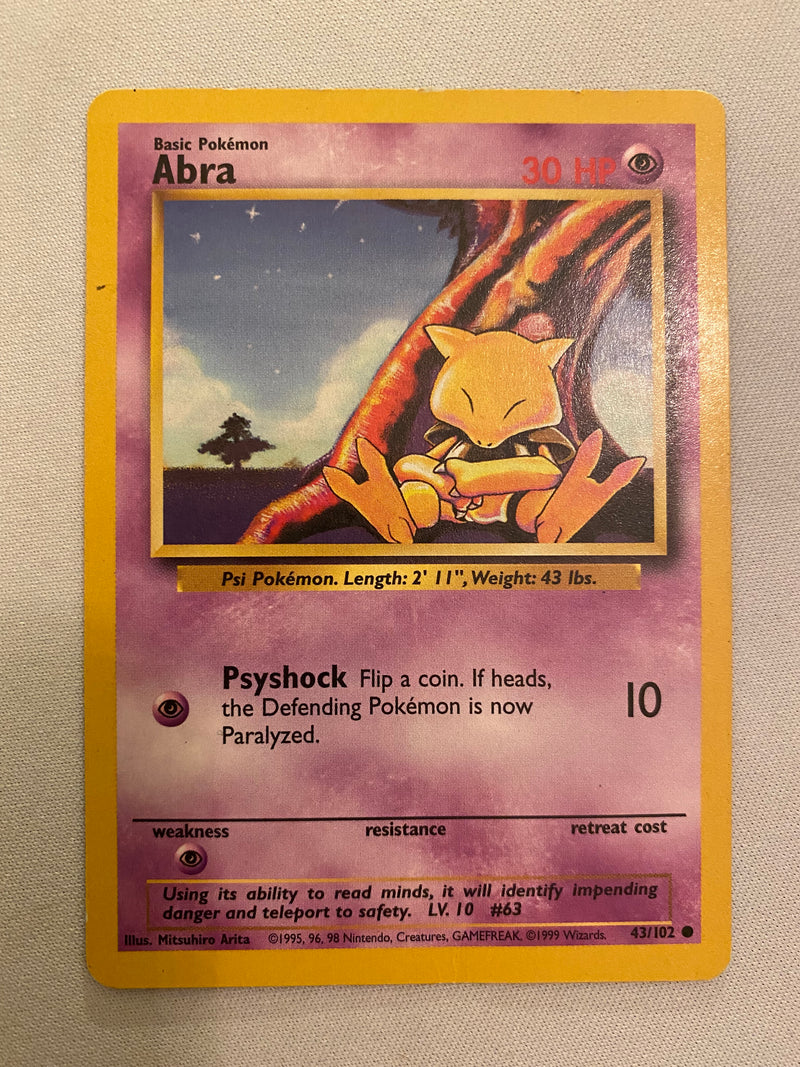 Abra 43/102 Base Set Common Pokemon Card Unlimited Near Mint Abra 43/102 Base Set Common Pokemon Card Unlimited Near Mint