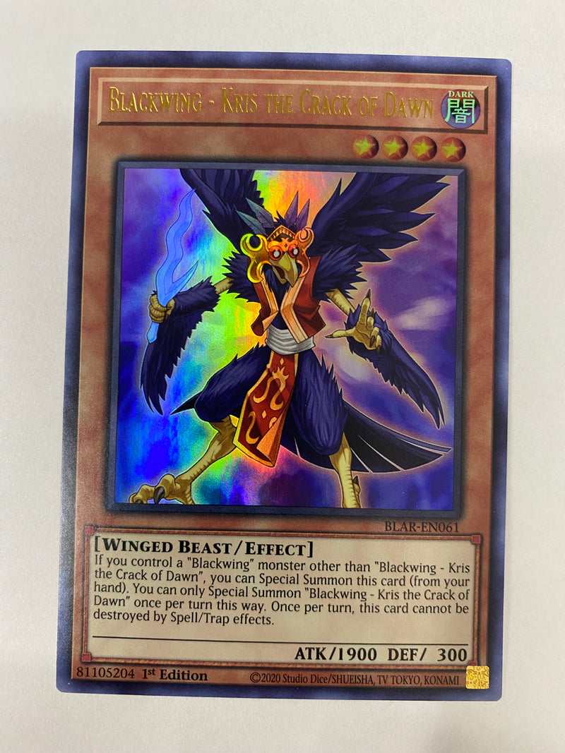 Yugioh Blackwing Kris the Crack of Dawn - BLAR-EN061 Ultra Rare 1st Edition NM