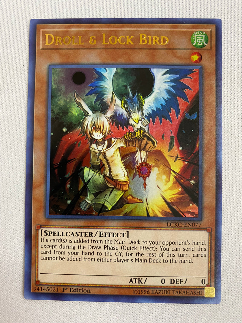 Yugioh Droll & Lock Bird LCKC-EN077 Ultra Rare 1st Edition Near Mint