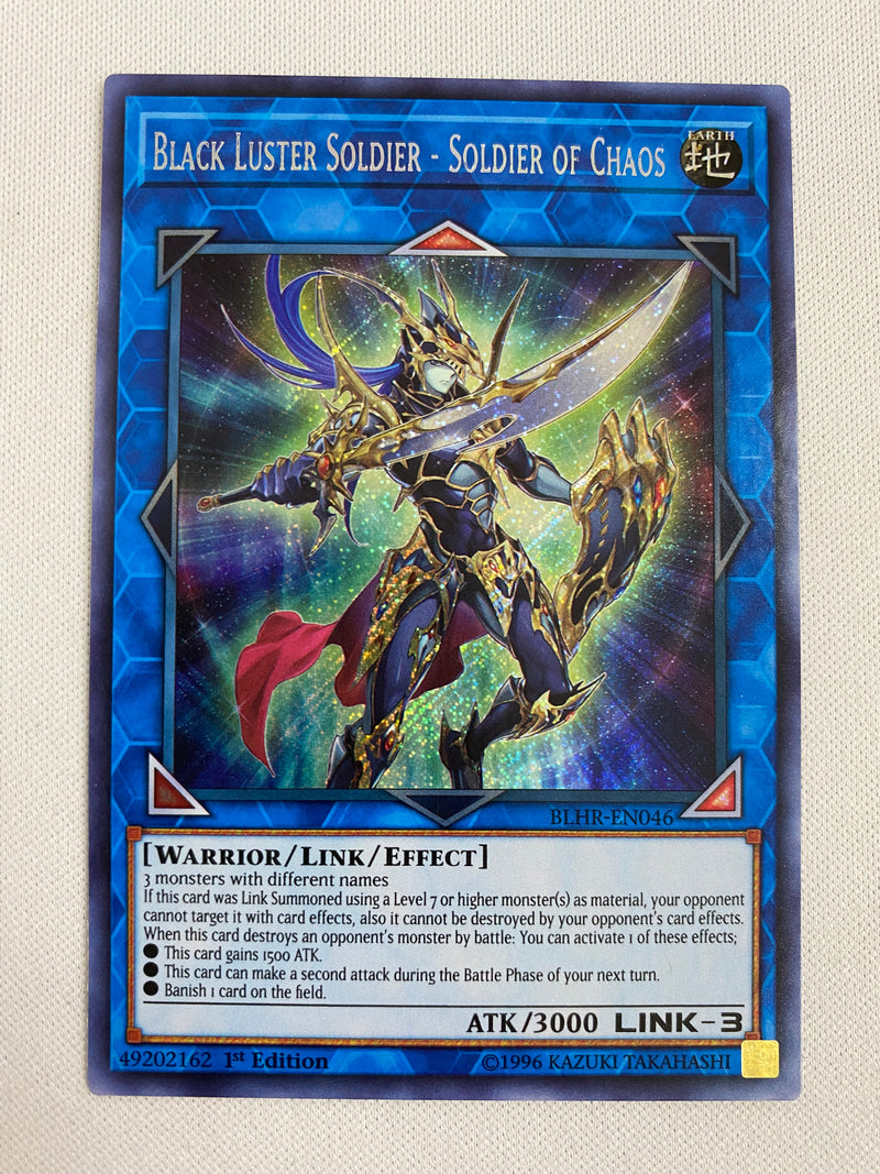 Yugioh Black Luster Soldier  Soldier of Chaos BLHR-EN046 Secret Rare 1st Edition NM
