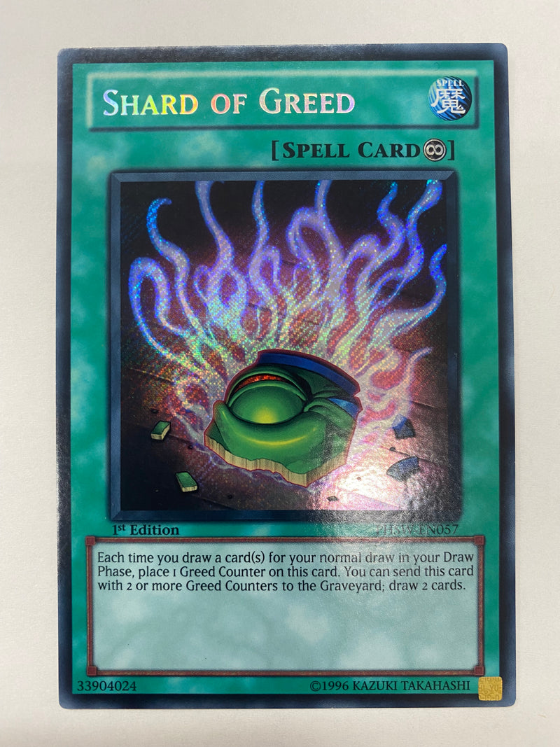 Yugioh Shard of Greed PHSW-EN057 1st Edition Secret Rare NM