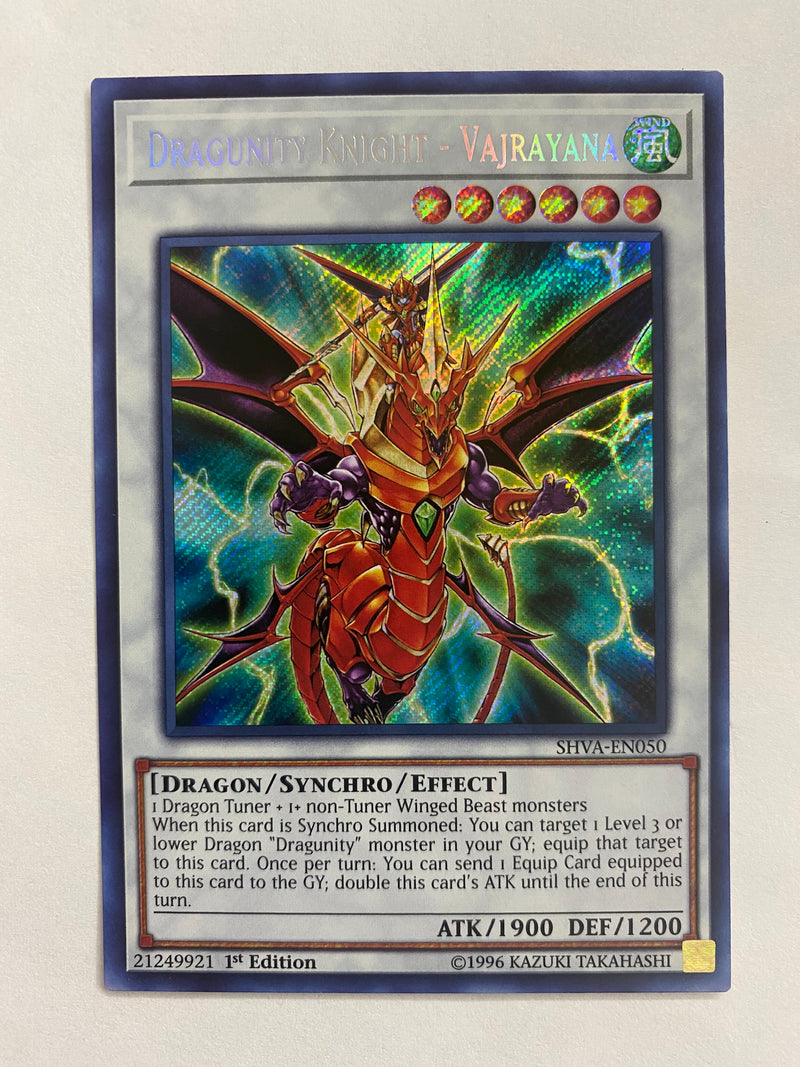 Yugioh Dragunity Knight  Vajrayana  SHVA-EN050  Secret Rare 1st Edition NM