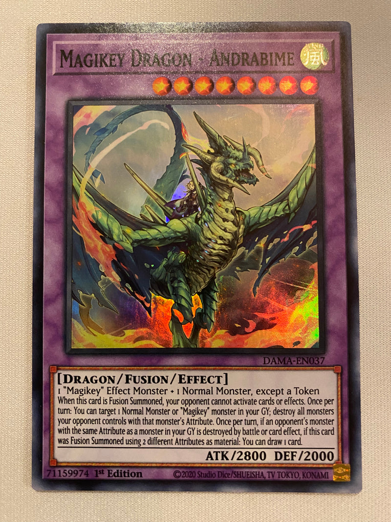 Yugioh Magikey Dragon  Andrabime  DAMA-EN037 Super Rare 1st Edition NM