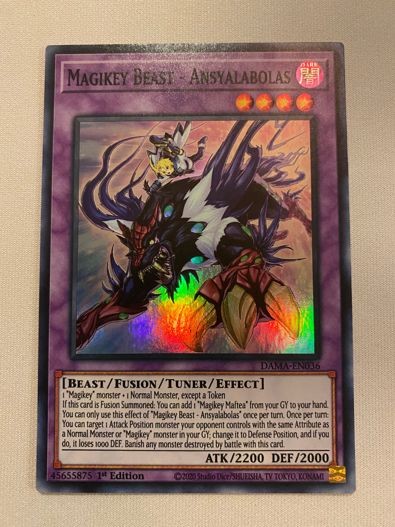 Yugioh! Magikey Beast  Ansyalabolas  DAMA-EN036 Super Rare 1st Edition NM