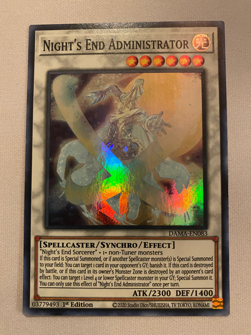 Yugioh Night's End Administrator  DAMA-EN083 Super Rare 1st Edition NM