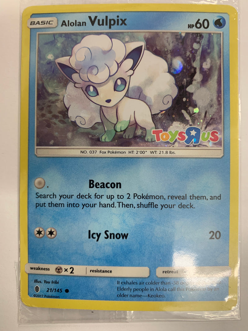 Alolan Vulpix 21/145 Toys R Us Promo Burning Shadows Pokemon Mint SEAL Alolan Vulpix 21/145 Toys R Us Promo Burning Shadows Pokemon Mint SEAL