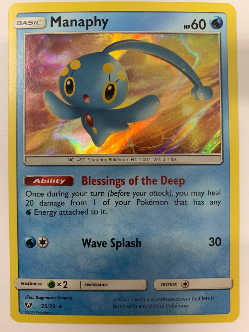 Manaphy 25/73 Shining Legends Rare Reverse Holo Pokemon Card Near Mint