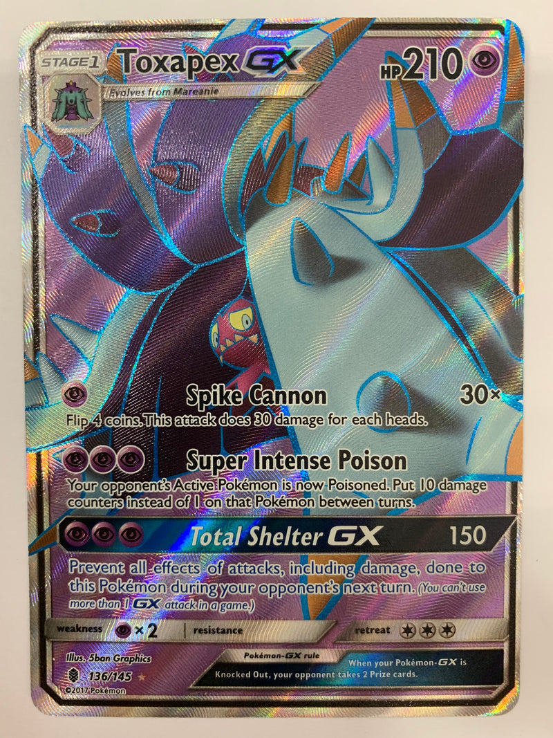 Toxapex GX 136/145 Guardians Rising Holo Pokemon Card Near Mint