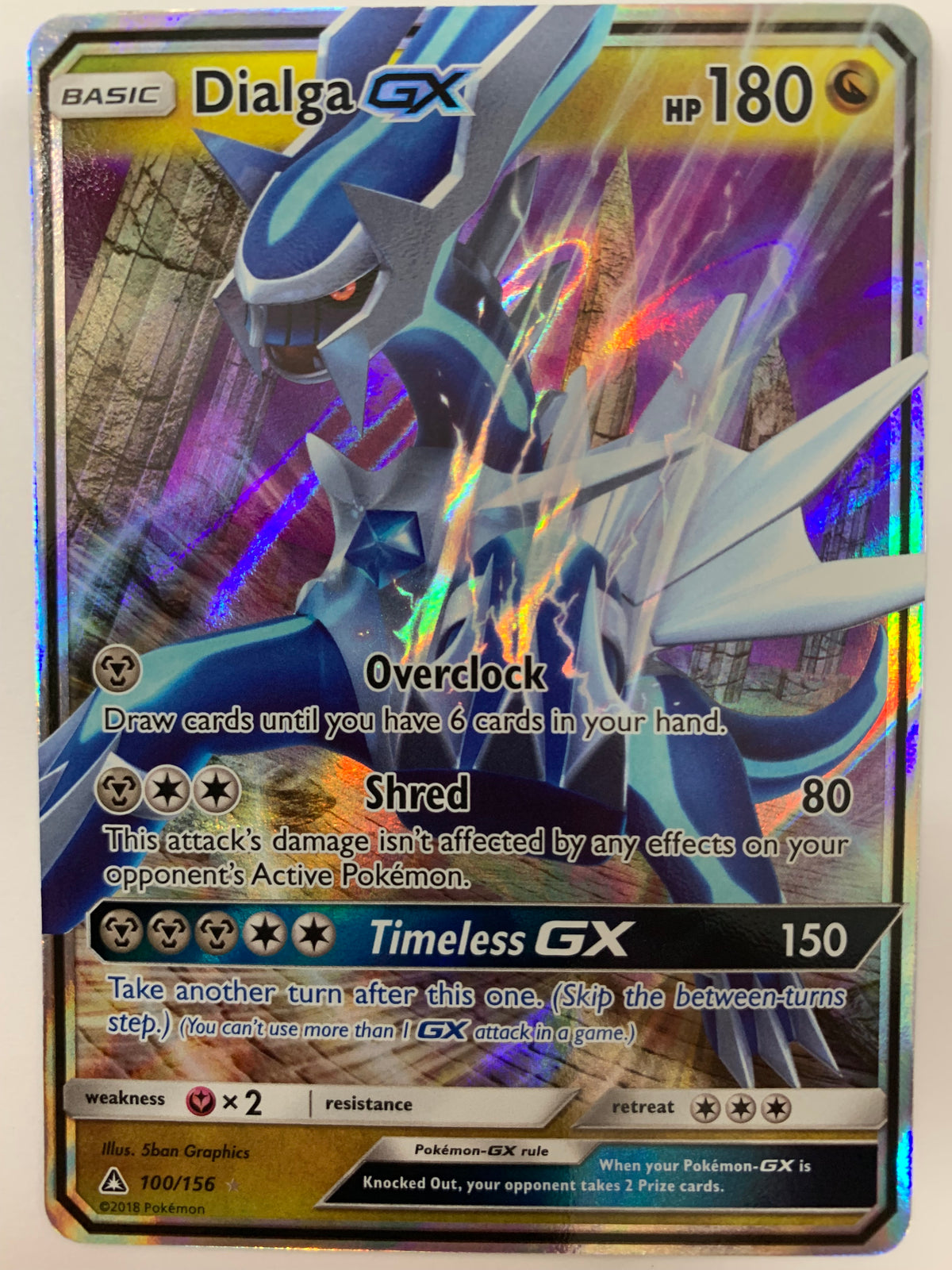 Dialga GX 100/156 Holo Ultra Rare Ultra Prism Pokemon Card Near Mint Dialga GX 100/156 Holo Ultra Rare Ultra Prism Pokemon Card Near Mint