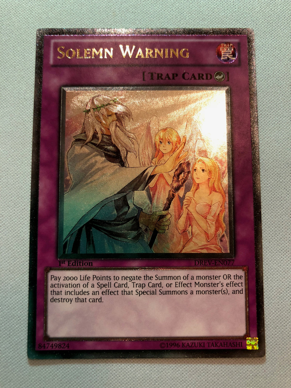 yugioh card solemn warning Yugioh Solemn Warning DREV-EN077 Ultimate Rare 1st Edition Excellent