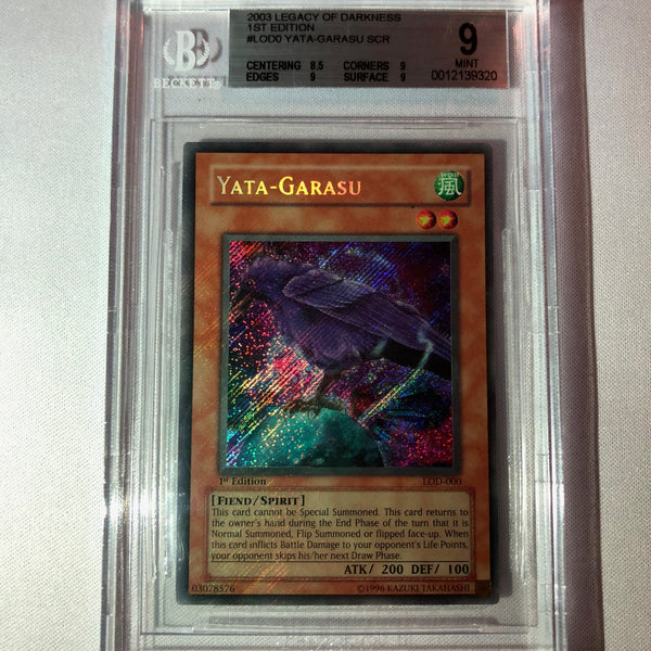 yatagarasu yugioh card Yugioh Yata Garasu LOD-000 1st Edition Secret Rare BGS 9 Mint