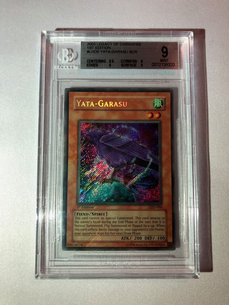 yatagarasu yugioh card Yugioh Yata Garasu LOD-000 1st Edition Secret Rare BGS 9 Mint