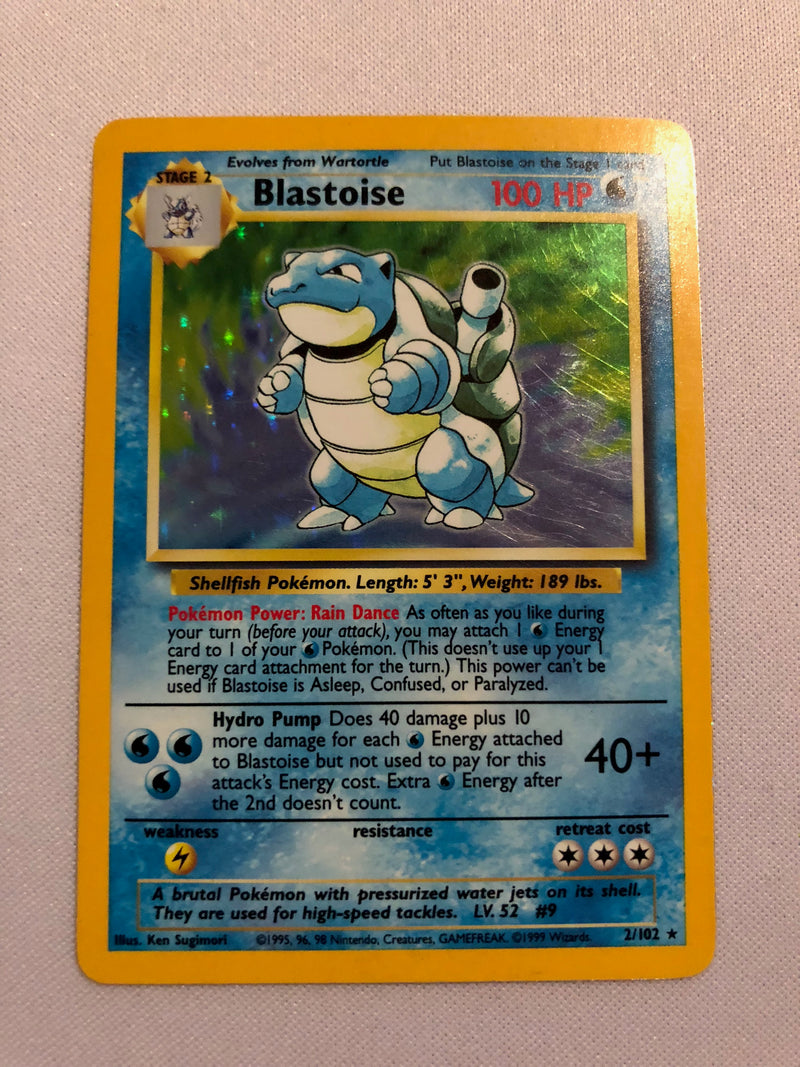 Blastoise 2/102 Base Set Holo Rare Pokemon Card LP Blastoise 2/102 Base Set Holo Rare Pokemon Card LP