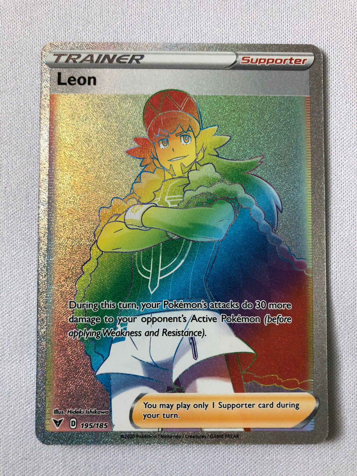 signed leon pokemon card Rainbow Rare Leon Pokemon Card Like new