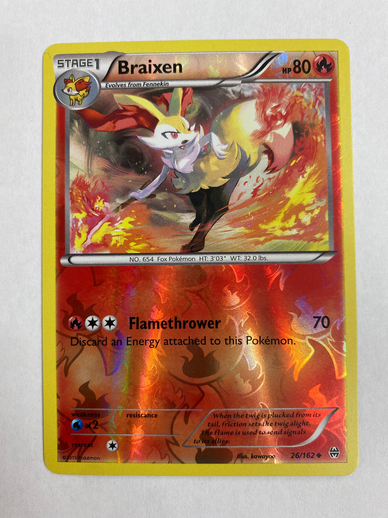 Braixen 26/162- Breakthrough Uncommon Reverse Holo Pokemon Card NM