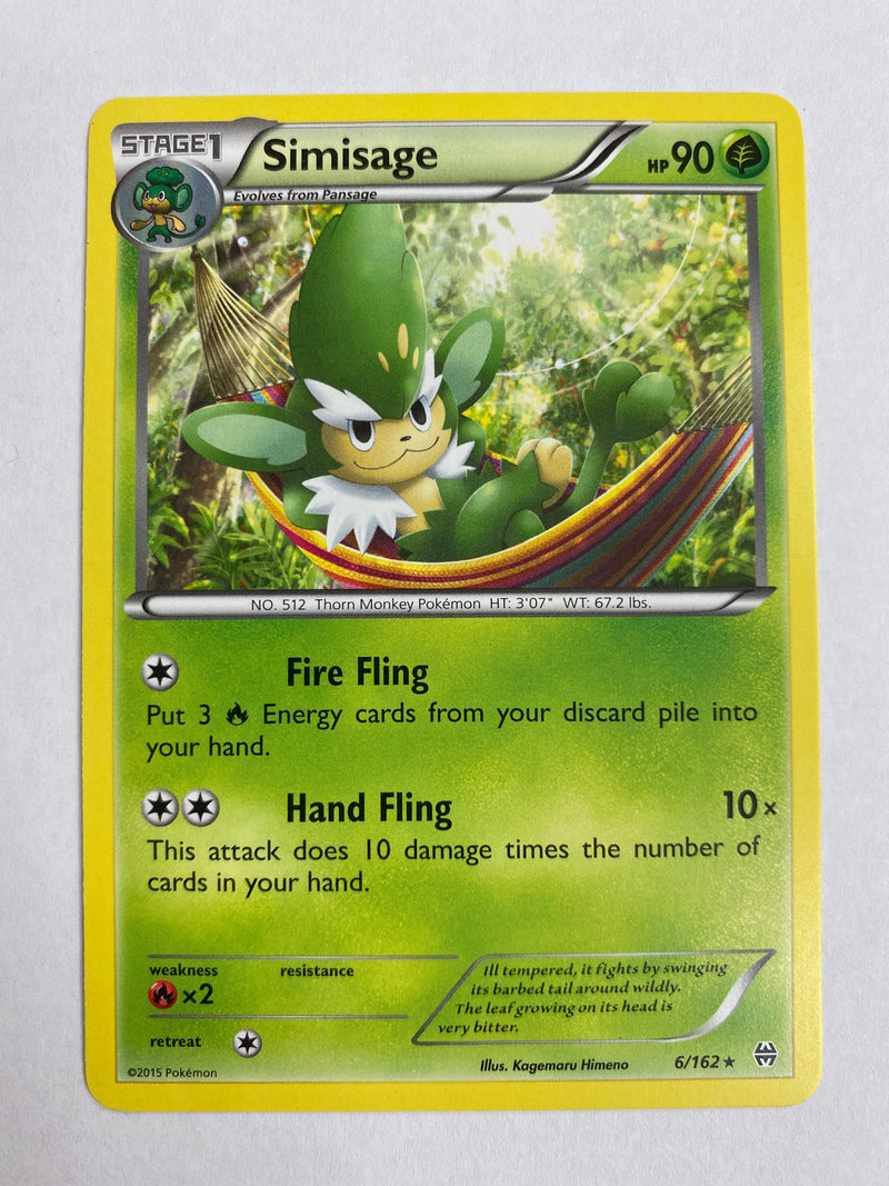 Simisage 6/162 XY: Rare Pokemon Card NM Simisage 6/162 XY: Rare Pokemon Card NM