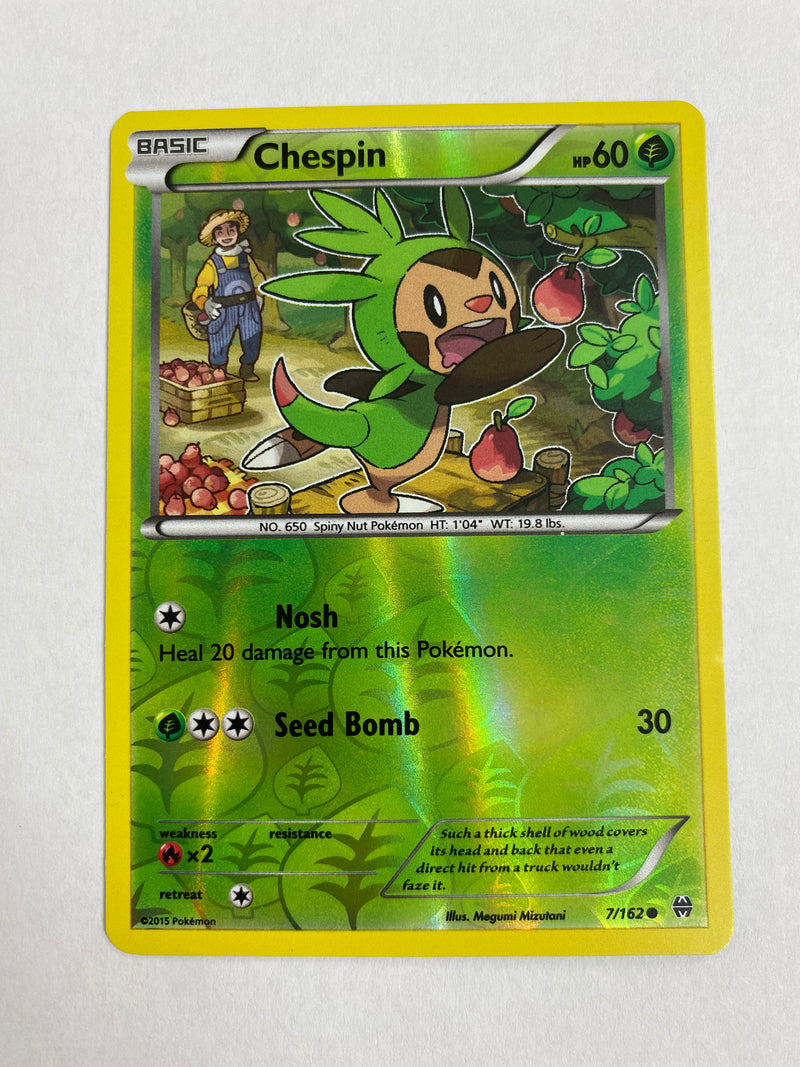 Chespin 7/162 Reverse Holo Pokemon Card NM Chespin 7/162 Reverse Holo Pokemon Card NM