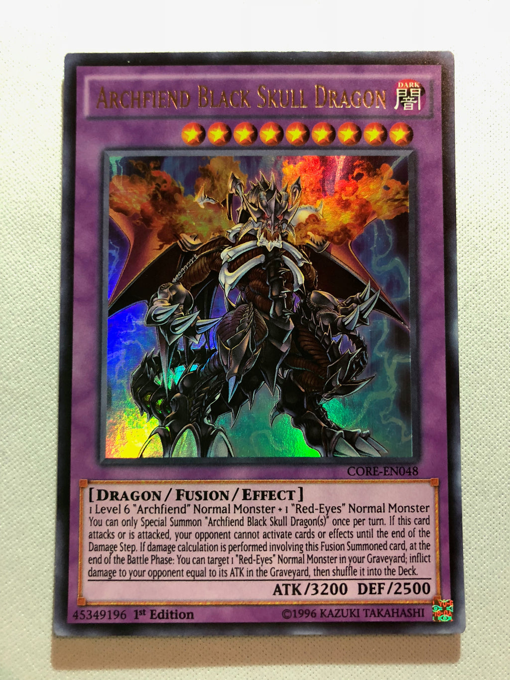 yugioh black skull dragon card Yugioh Archfiend Black Skull Dragon CORE-EN048 Ultra Rare 1st Edition