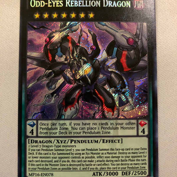 Yugioh Odd-Eyes Rebellion Dragon MP16-EN078 Secret Rare Unlimited Edit
