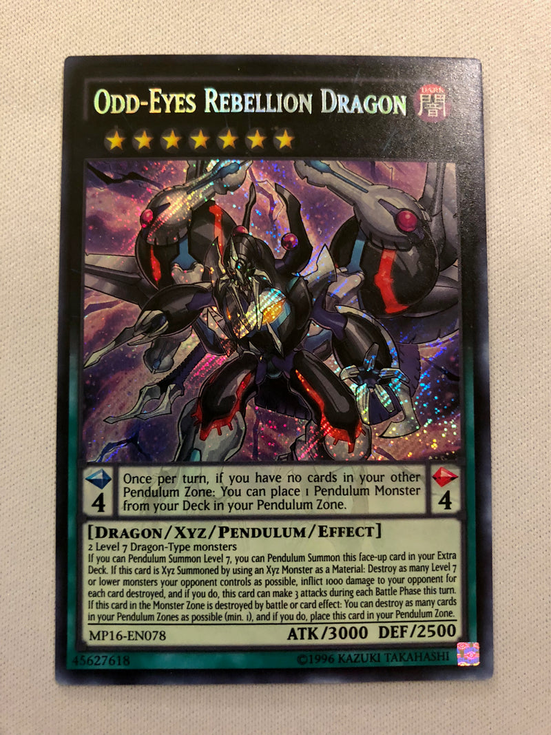 Yugioh Odd-Eyes Rebellion Dragon MP16-EN078 Secret Rare Unlimited Edit Yugioh Odd-Eyes Rebellion Dragon MP16-EN078 Secret Rare Unlimited Edit