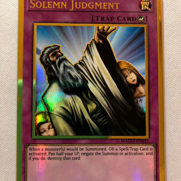 solemn judgement yugioh card Yugioh Solemn Judgment MAGO-EN051 Gold 1st Edition Near Mint