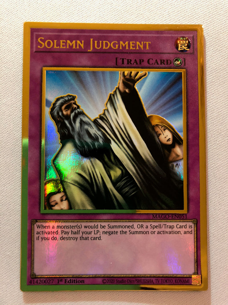 solemn judgment yugioh card Yugioh Solemn Judgment MAGO-EN051 Gold 1st Edition Near Mint