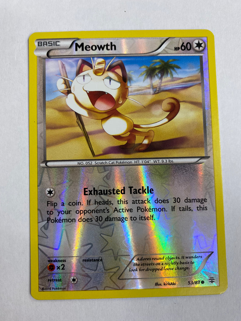Meowth 53/83 Reverse Holo Pokemon Card Near Mint Meowth 53/83 Reverse Holo Pokemon Card Near Mint