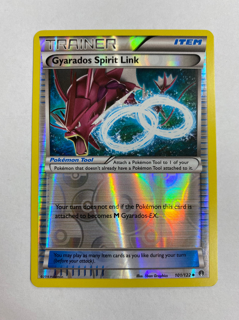 Trainer Gyarados Spirit Link 101/122 Reverse Holo Pokemon Card NM Trainer Gyarados Spirit Link 101/122 Reverse Holo Pokemon Card NM