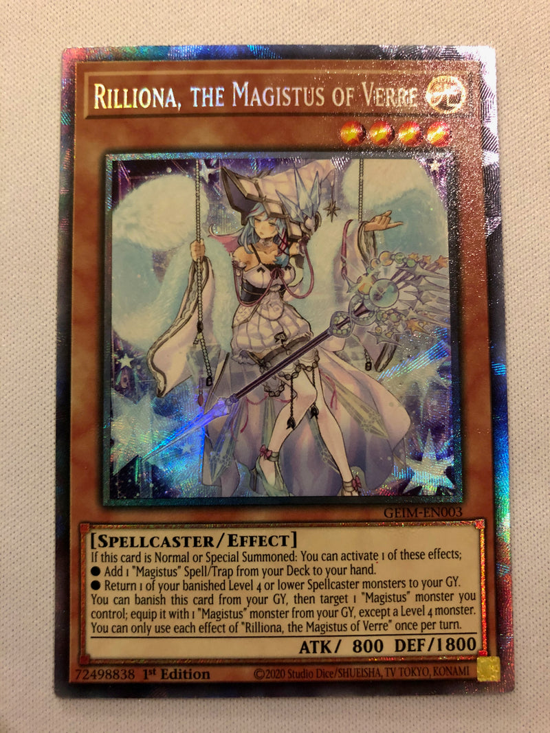 Yugioh Rilliona, the Magistus of Verre GEIM-EN003 Collector's Rare 1st Edition Near Mint