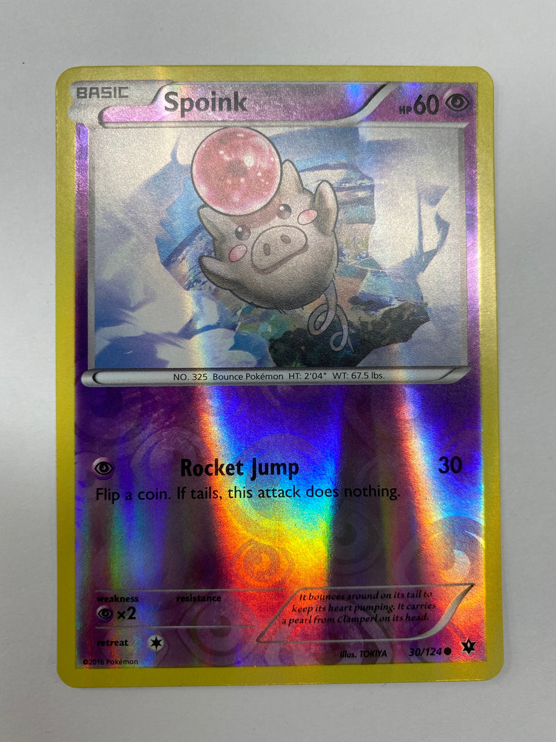 Spoink 30/124  Reverse Holo Pokemon Card Near Mint