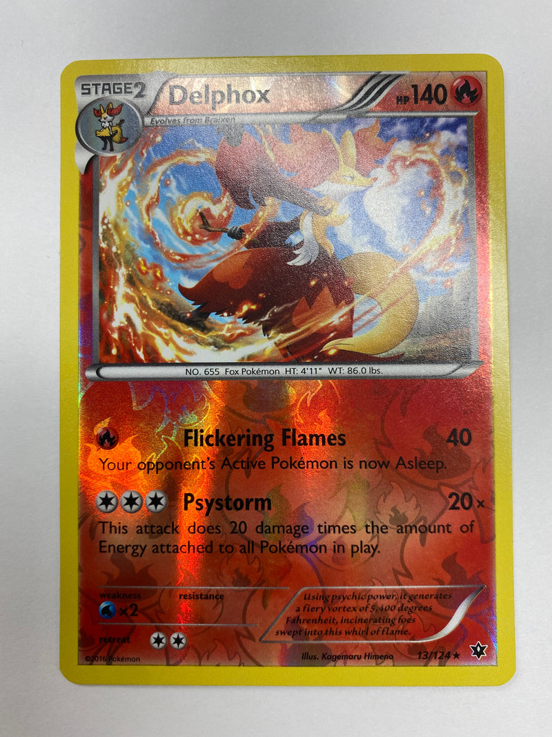 Delphox 13/124 Reverse Holo Pokemon Card Near Mint