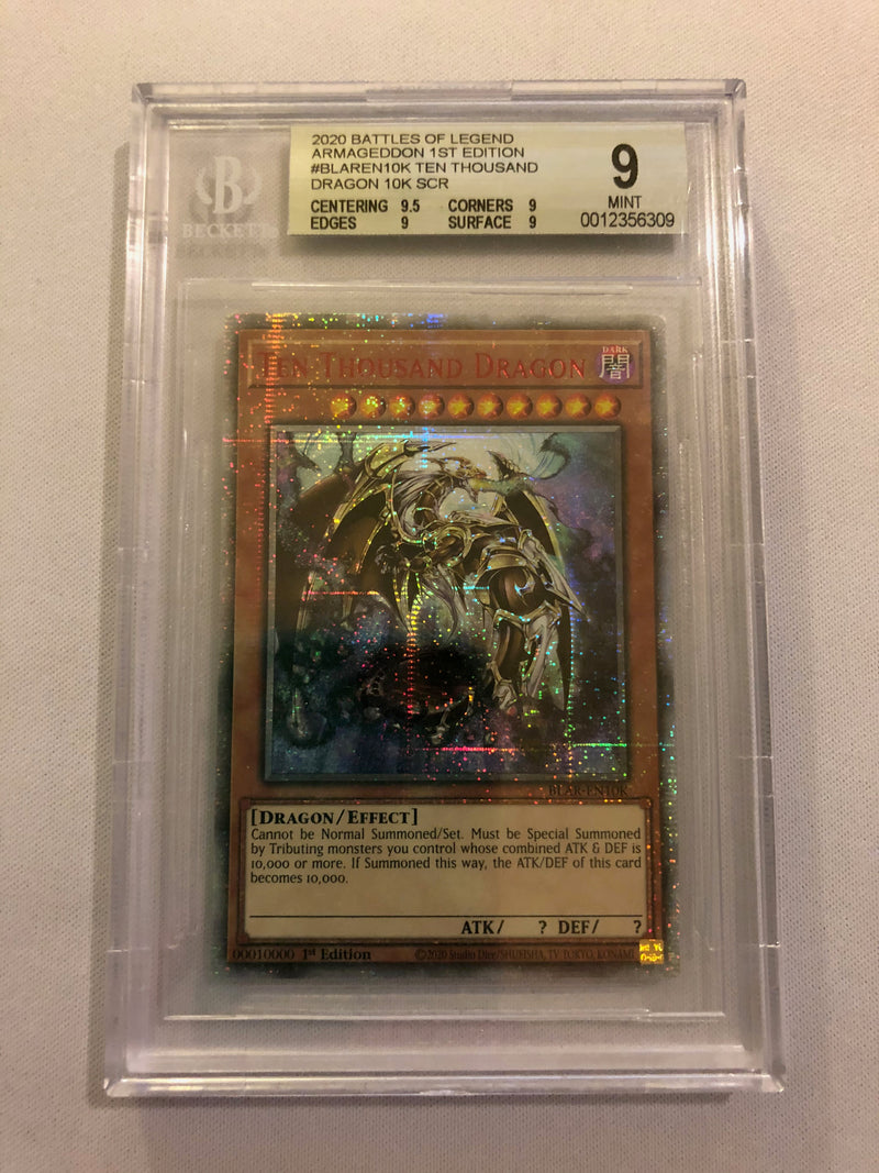 Yugioh Ten Thousand Dragon BLAR-EN10K Prismatic Secret Rare BGS 9 Mint