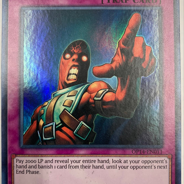 yugioh cards that reveal opponent's hand Yugioh Appointer of the Red Lotus OP14-EN011 Super Rare Near Mint