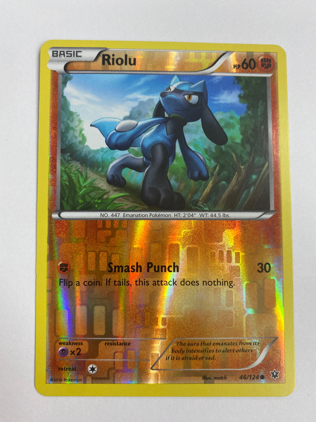 Riolu 46/124 Reverse Holo Pokemon Card Near Mint
