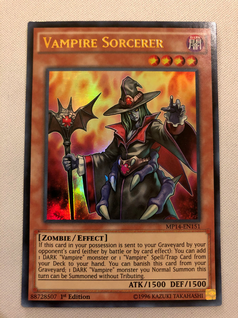 Yugioh Vampire Sorcerer MP14-EN151 Ultra Rare 1st Edition Near Mint Yugioh Vampire Sorcerer MP14-EN151 Ultra Rare 1st Edition Near Mint