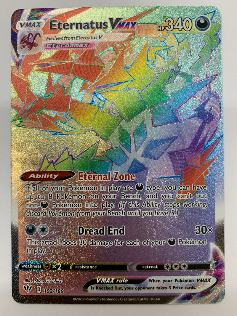 Eternatus VMAX 192/189 Darkness Ablaze Rainbow Rare Pokémon TCG Near Mint