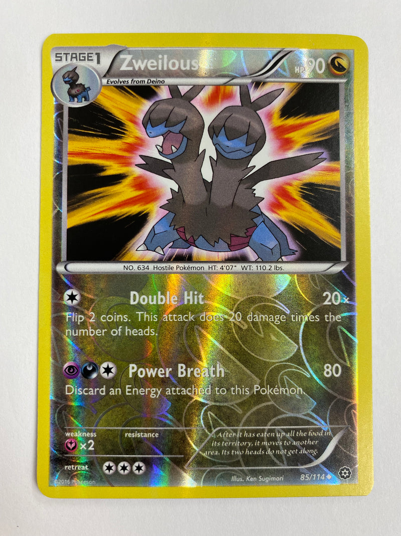 Zweilous 85/114  Pokémon Card Reverse Holo Near Mint