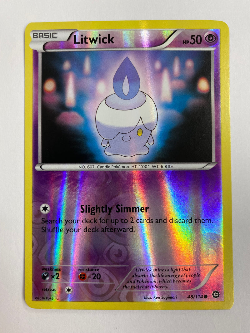 Litwick 48/114 Reverse Holo Pokemon Card Near Mint Litwick 48/114 Reverse Holo Pokemon Card Near Mint
