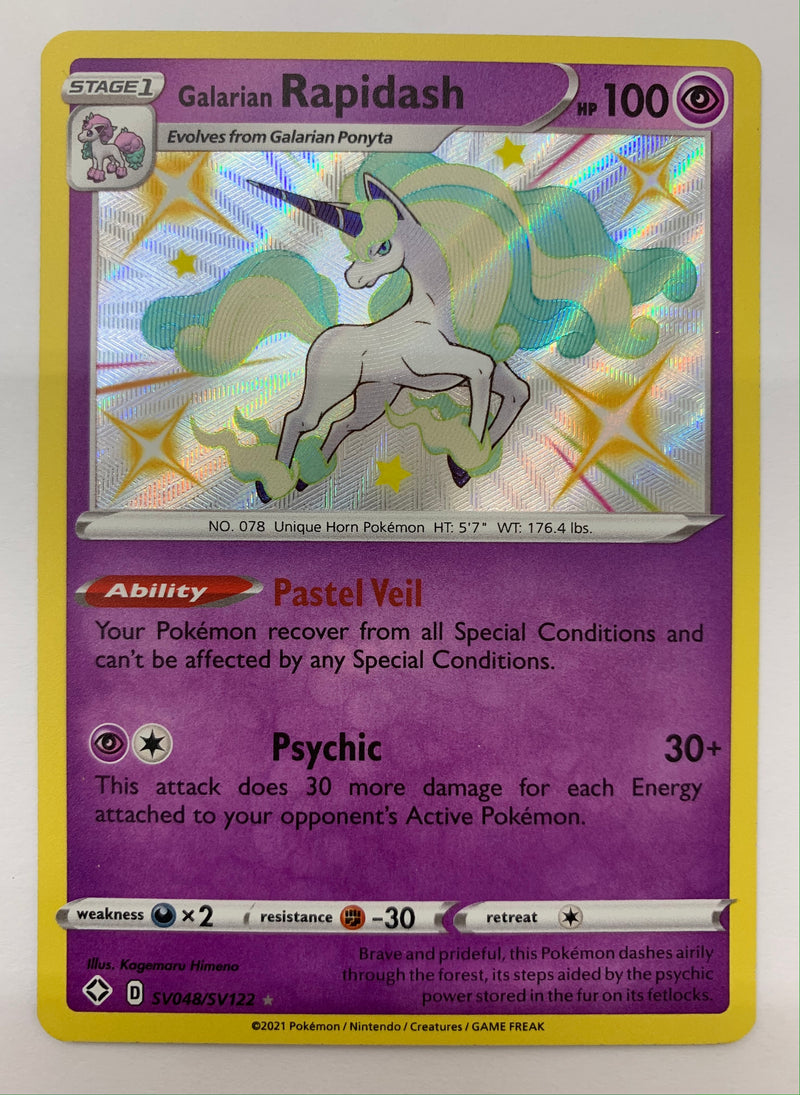 Galarian Rapidash SV048/SV122 Shiny Holo Rare Pokemon Shining Fates NM