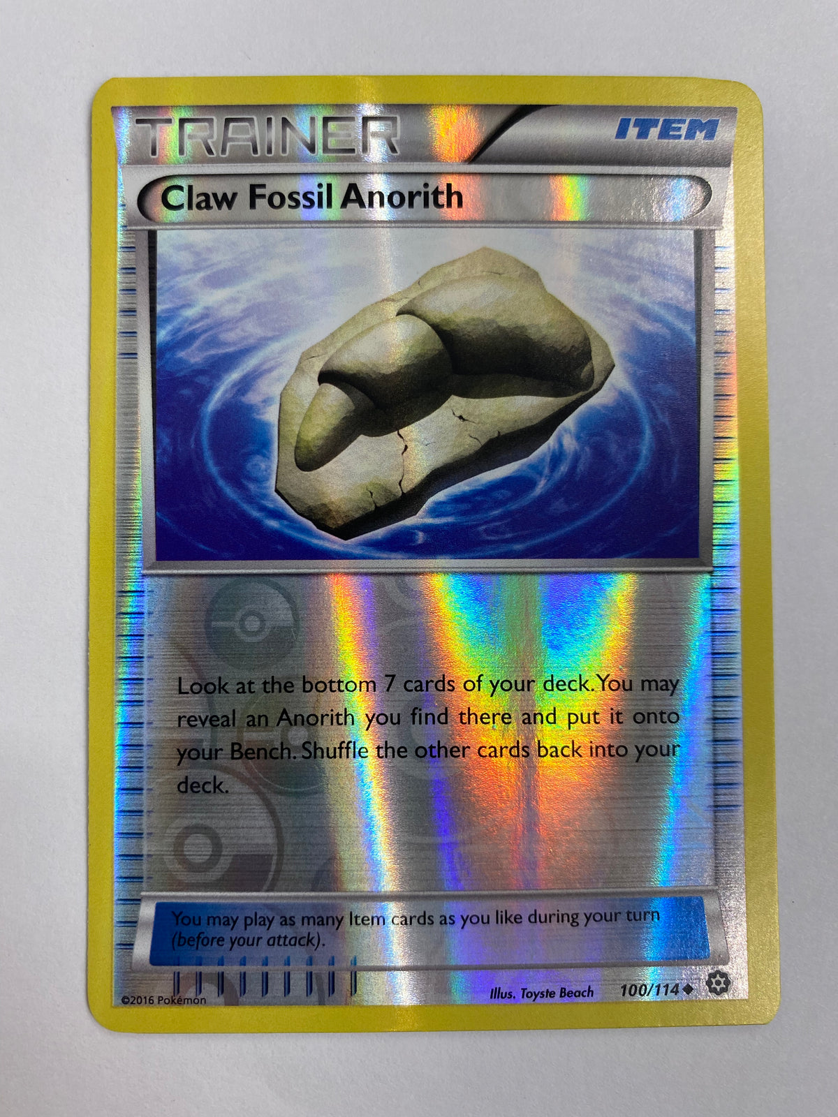 Claw Fossil Anorith 100/114 Steam Siege Reverse Holo Pokemon Card NM