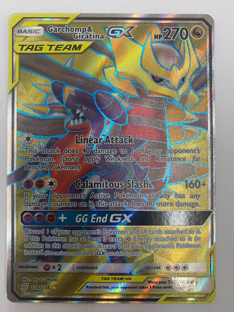giratina gx pokemon card Garchomp & Giratina GX 228/236 Unified Minds Full Art Holo Card Pokemo