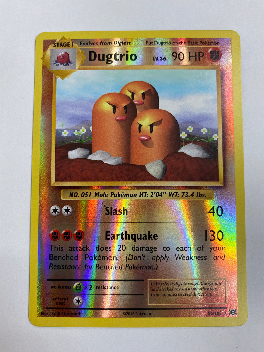Dugtrio 56/108 Reverse Holo Rare Evolutions Pokemon Card Near Mint Dugtrio 56/108 Reverse Holo Rare Evolutions Pokemon Card Near Mint